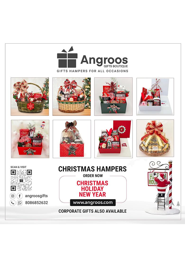 Angroos Luxury New Year Gift Hamper That Encloses Sweets, Drinks And Other Items Xmagb056