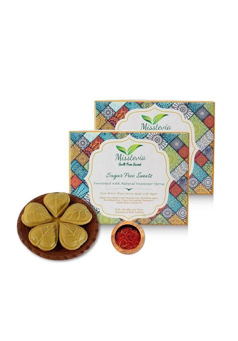 Misstevia Guilt Free Sweet Sugar Kesar Malai Peda|Stevia Sweetened| Kids And Diabetes Friendly Sweets|Yummy Delicious Peda|Healthy Indian Sweets 250G