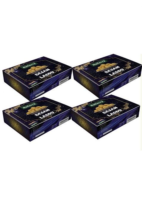 Natierra Besan Laddoo Premium 200Gm || Made With Pure Desi Ghee Handcrafted Indian Traditional Sweet (Pack Of 4)