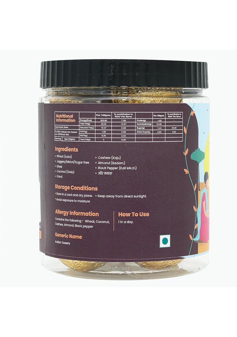 Nuskha Kitchen Gond Laddu | Dink With Dry Fruits Edible Gum Ladoo For Strength & Immunity Made In Pure A2 Bilona Cow Ghee Sweetened Jaggery 100% Natural Preservative-Free Healthy Sweets 400G