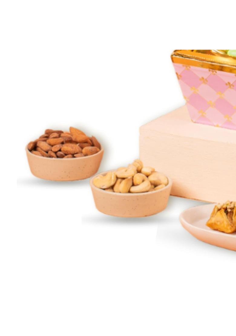 Oasis Baklawa Bloom Gift Hamper | Assorted Turkish Baklava & Premium Dry Fruits Luxury Box For Rakhi, Diwali, New Year, Weddings, Birthdays Special Occasions