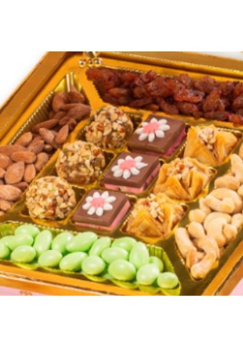Oasis Baklawa Bloom Gift Hamper | Assorted Turkish Baklava & Premium Dry Fruits Luxury Box For Rakhi, Diwali, New Year, Weddings, Birthdays Special Occasions