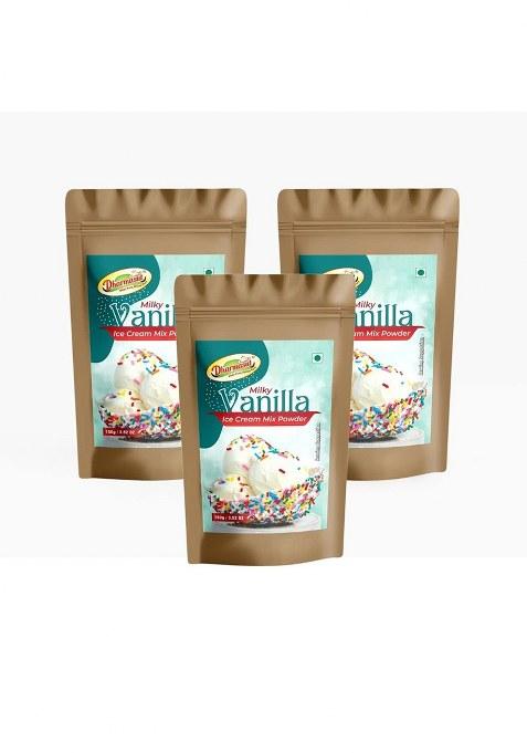 Dharmasut Premium Vanilla Instant Ice Cream Premix Powder Extra Softness 450G (150G*3)