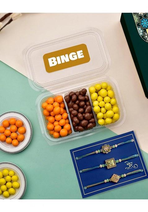 Hyperfoods Rakhi For Bhaiya Brother Set Gift Dry Fruits Combo Pack Snack Box Of 3 Dryfruits Chocolate Almond Mango Pineapple Earth And Sky