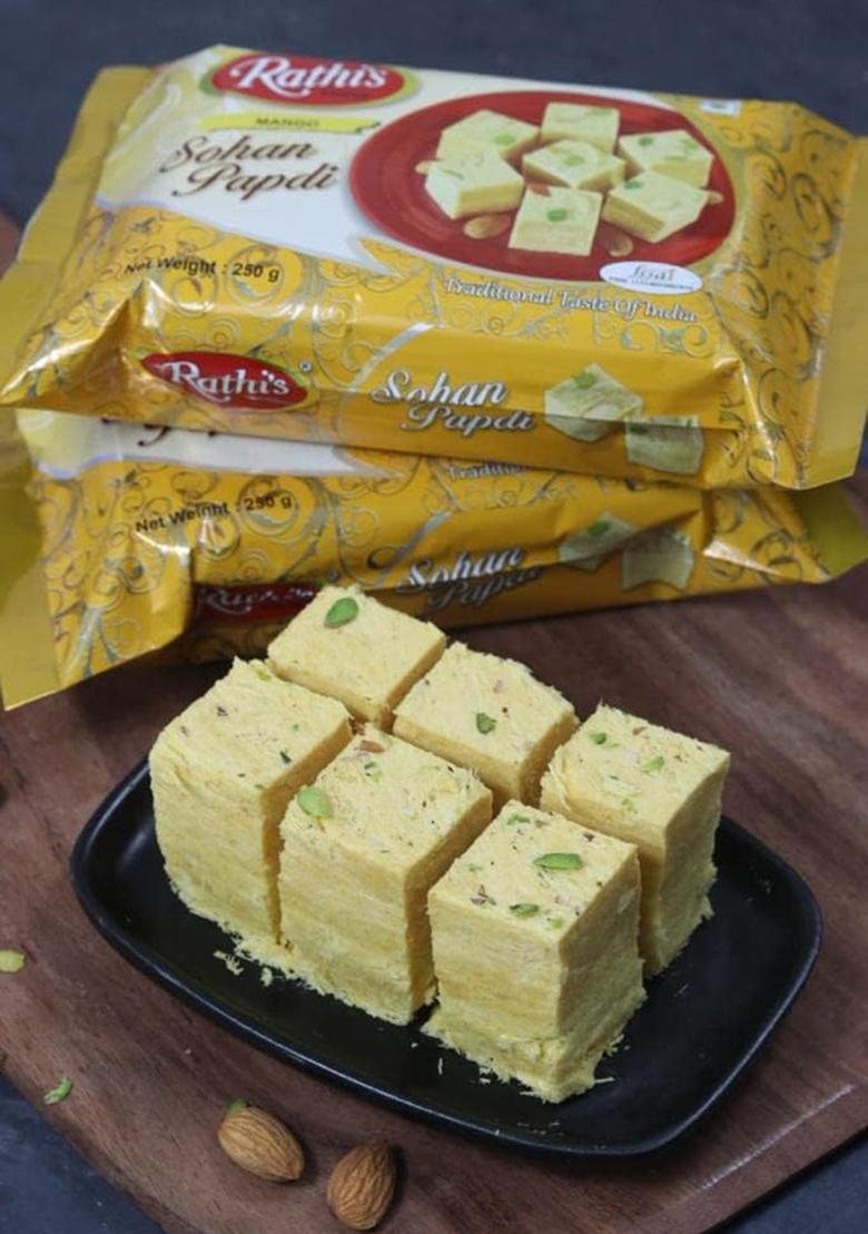 Rathi'S Rathi S Mango Soan Papdi 250G | Authentic Indian Sweet For Gifting & Festivals Crispy Flaky Delight