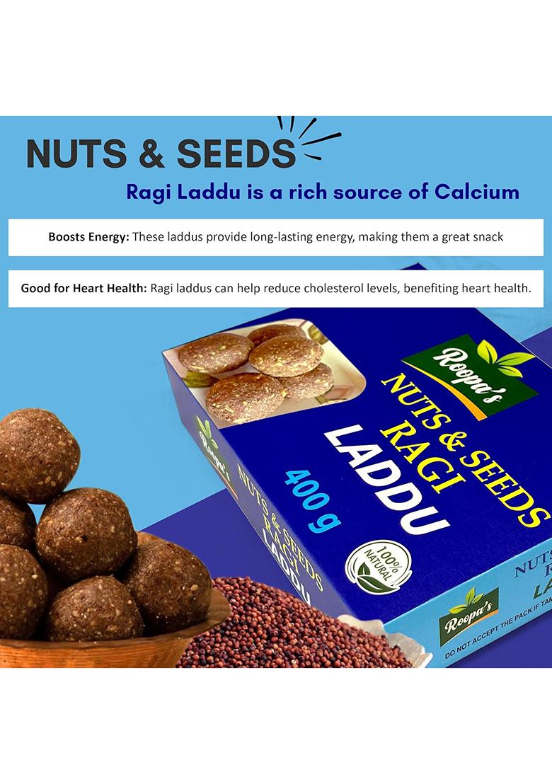 Roopa'S Nuts & Seeds Ragi Laddu 400Gm| Healthy Nutritious Diwali Sweets Gift Box For Friends Closed Ones