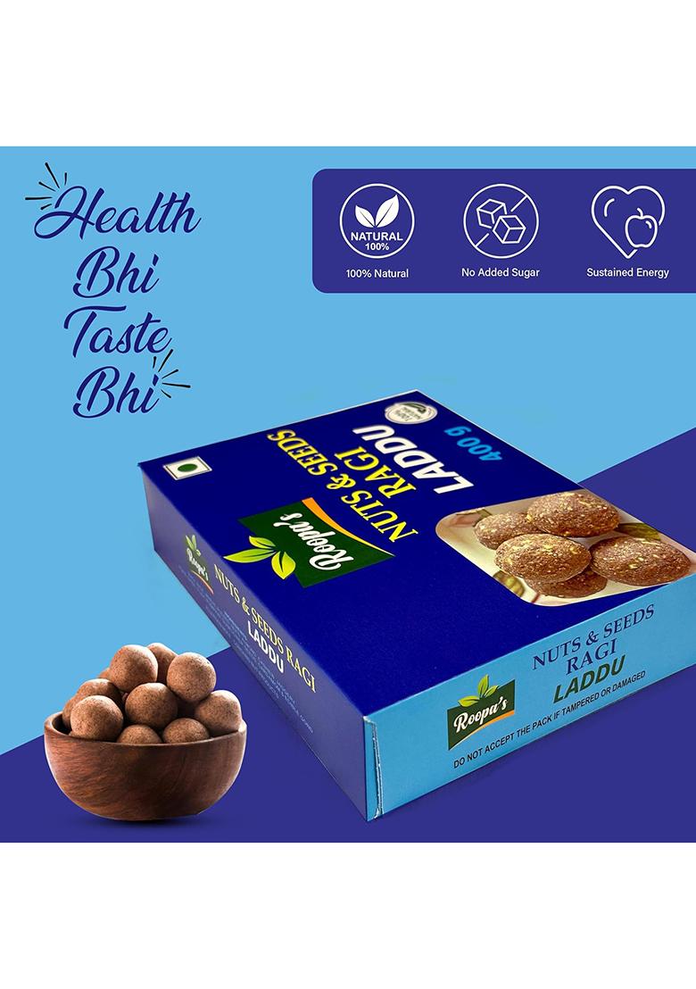 Roopa'S Nuts & Seeds Ragi Laddu 400Gm| Healthy Nutritious Diwali Sweets Gift Box For Friends Closed Ones