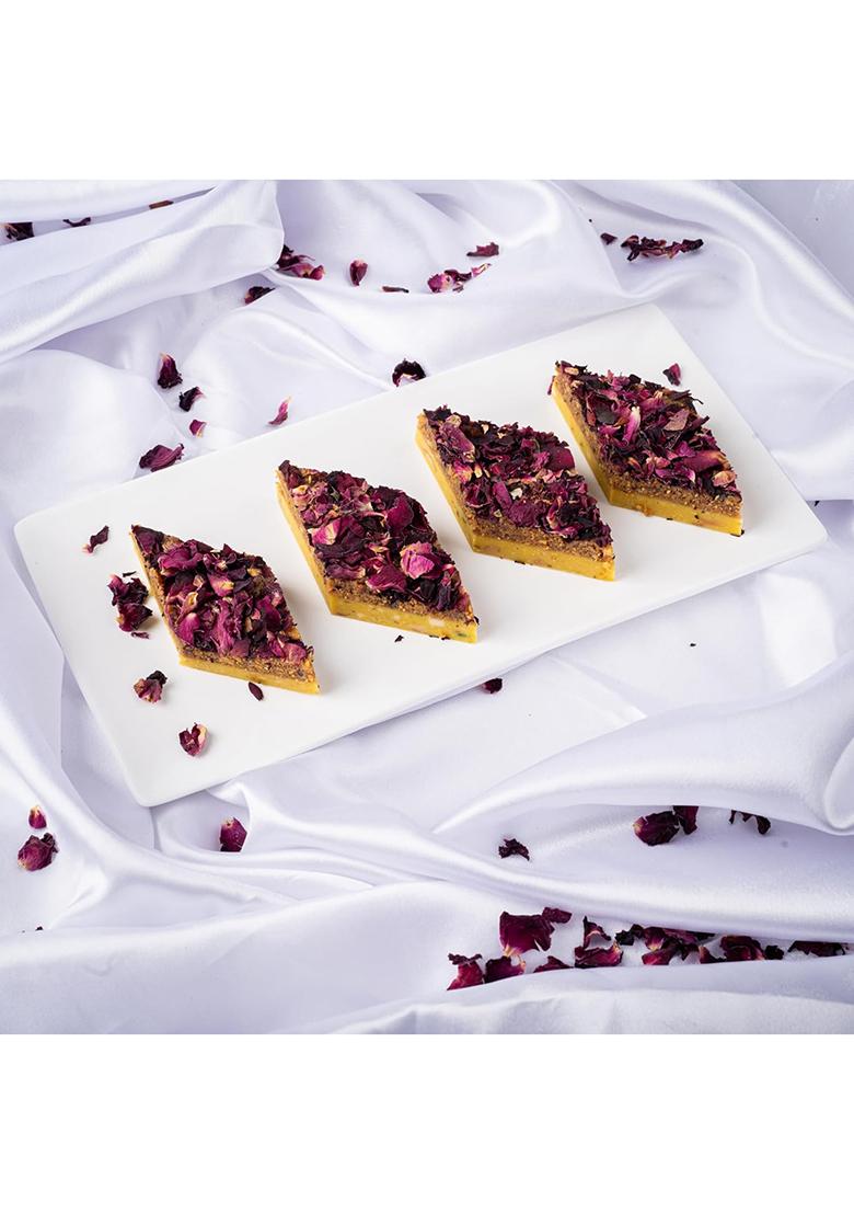 Gud Mishri Rose Kaju Katli 400G | Premium Cashew Mithai With Gulkand, Petals & Kesar Sweetened Mishri, No Refined Sugar Or Palm Oil Festive Gift Box Healthy Indian Sweets For Adults Kids