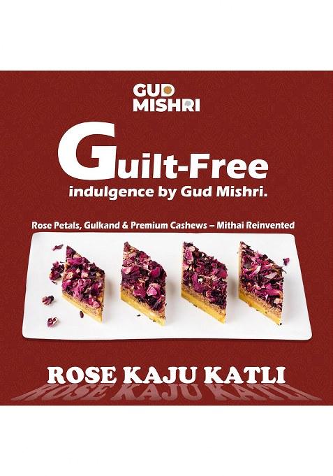 Gud Mishri Rose Kaju Katli 400G | Premium Cashew Mithai With Gulkand, Petals & Kesar Sweetened Mishri, No Refined Sugar Or Palm Oil Festive Gift Box Healthy Indian Sweets For Adults Kids