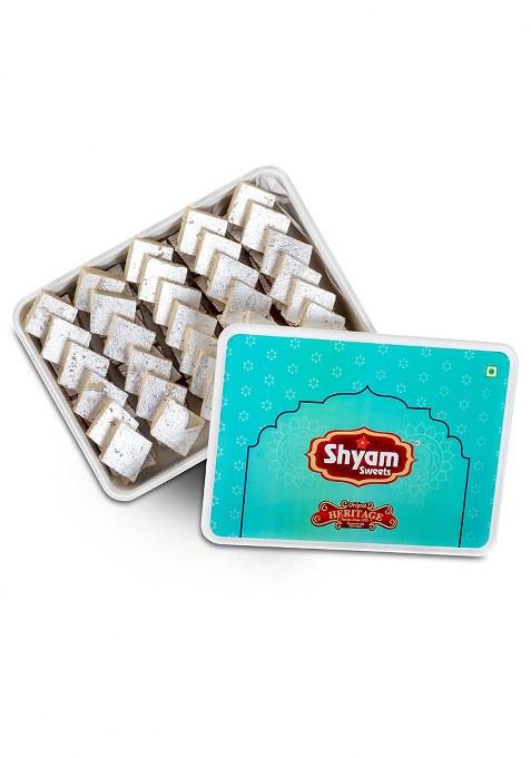 Shyam Sweets Desi Ghee Kaju Katli Burfi 900G Premium Cashew Almond Mithai | Authentic Indian Sweet With Less Sugar Luxury Gift Box Vegetarian Festive Gifting