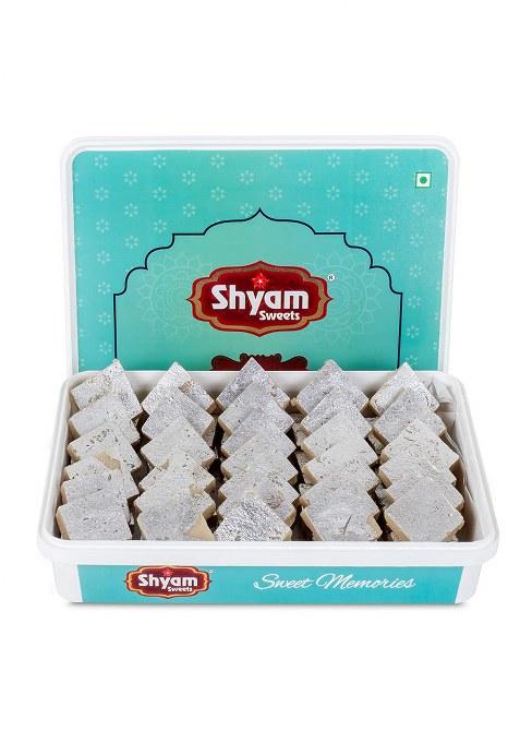 Shyam Sweets Desi Ghee Kaju Katli Burfi 900G Premium Cashew Almond Mithai | Authentic Indian Sweet With Less Sugar Luxury Gift Box Vegetarian Festive Gifting