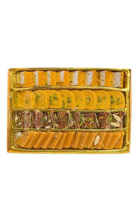 Shyam Sweets Desi Ghee Mix Delight Box 900G | Assorted Indian Dodha, Patisa, Rewari & Moong Dal Burfi No Added Colours Or Preservatives Traditional Mithai Gift Pack