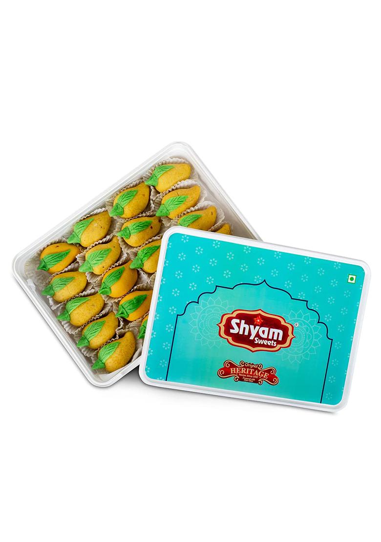 Shyam Sweets Kaju Mango Burfi 900G Premium Cashew Almond Mithai | Exotic Indian Sweet With Less Sugar Gift Box For Festivals & Celebrations Pure Vegetarian