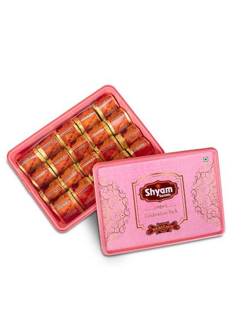 Shyam Sweets Mewa Bite Orange 400G | Exotic Cashew Almond Sweet Low Sugar Premium Mithai Handcrafted Indian Box Festive Gifting Delight