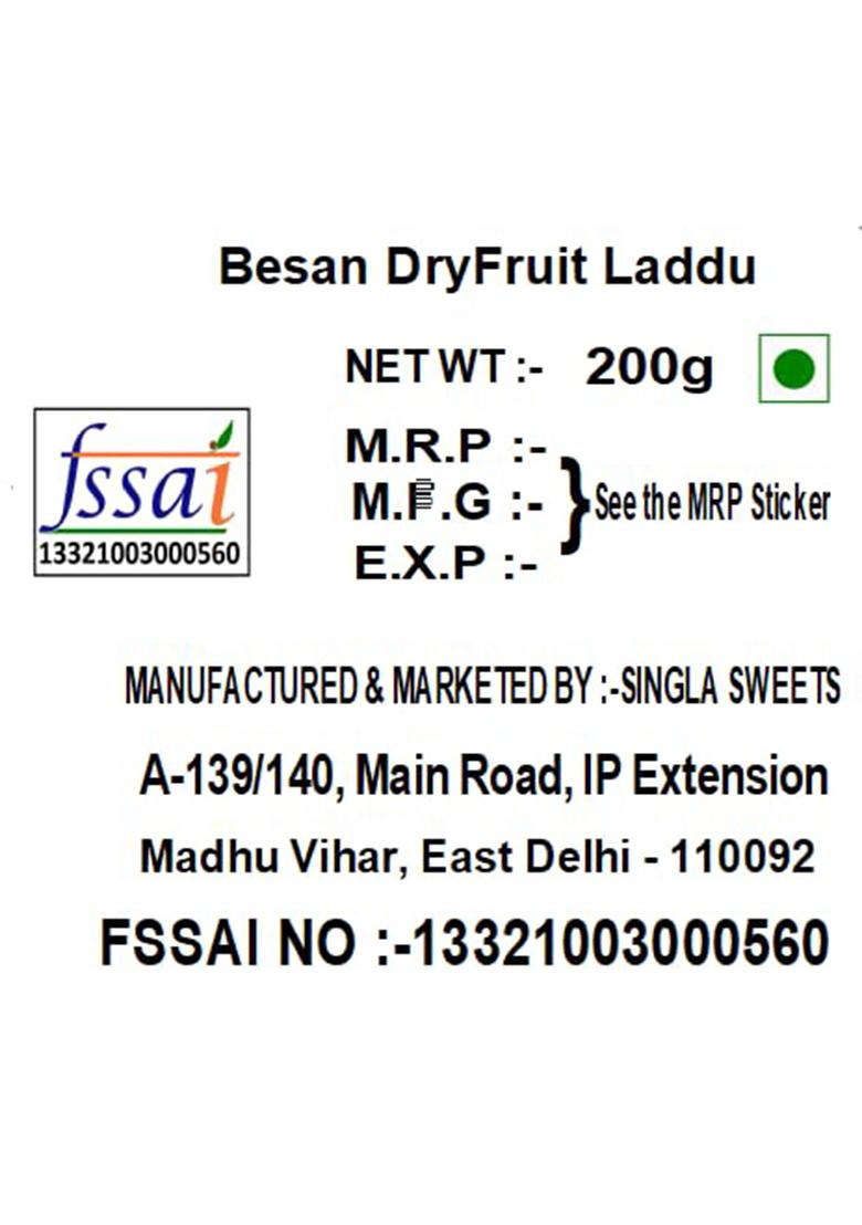 Singla Sweets Besan Dry Fruit Laddu 200G