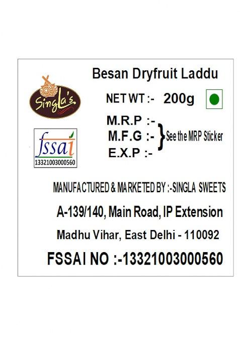Singla Sweets Besan Dryfruit Laddu 200G Indian Mithai Ladoo