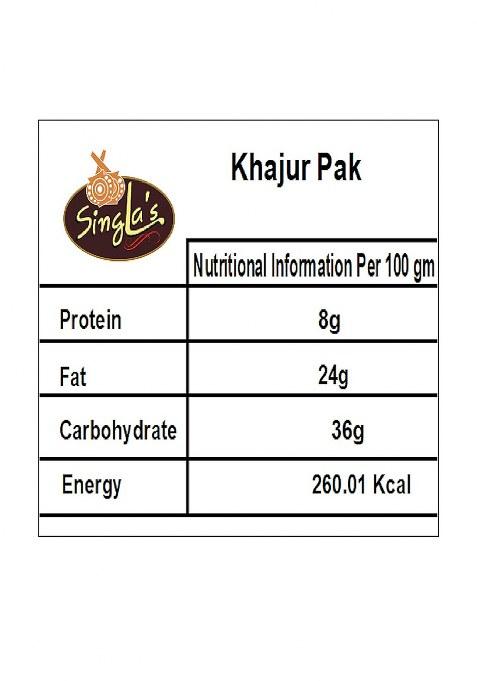 Singla Sweets Khajur Pak Barfi 500G Tasty Traditions