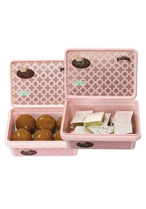 Singla Sweets Plain Besan Laddu And Kaju Katli 200G Combo Pack Of 2