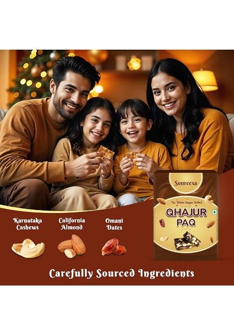 Sonreesa Qhajur Paq 200Gms | No Refined Sugar, Processed Sweeteners Sweetness From Dates, Almonds, Cashews, Pista Handcrafted In Small Batches Healthful Snacks, Superfood, Supernut