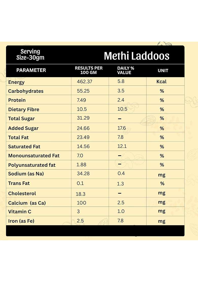 Stree Swasthya Methi Laddoos (Fenugreek Seeds) Post Natal Diet For Mother | After Delivery Food Methi, Gond, Dry Fruits & Pure Cow Bilona Ghee Jaggery Sweetened Fresh Laddu New Moms - 375G - Indya