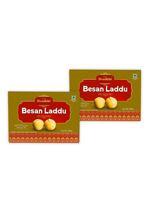 Choudhar'S Swadisht Besan Laddu Sweets Box | Made With Milk Traditional Indian Mithai Mouth Watering Authentic Dessert For Family Freshly Packed Every Festivals (Pack Of 2-200 Grams)