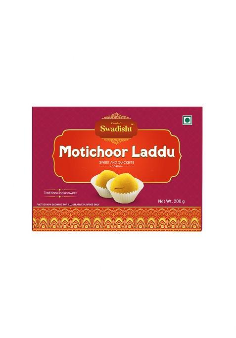 Choudhar'S Swadisht Motichoor Laddu Sweets Box | Made With Milk Traditional Indian Mithai Mouth Watering Authentic Dessert For Family Freshly Packed Every Festivals (Pack Of 1