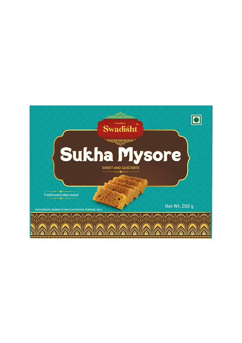 Choudhar'S Swadisht Sukha Mysore Sweets Box | Traditional Indian Mithai Mouth Watering Authentic Dessert For Family Freshly Packed Every Festivals (Pack Of 1-200 Grams, Mysore)
