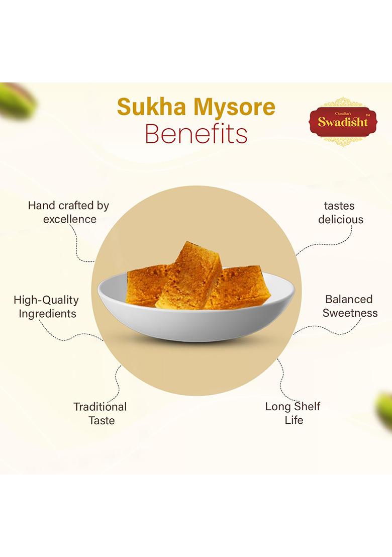 Choudhar'S Swadisht Sukha Mysore Sweets Box | Traditional Indian Mithai Mouth Watering Authentic Dessert For Family Freshly Packed Every Festivals (Pack Of 1-200 Grams, Mysore)