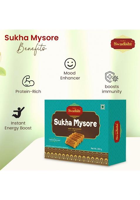 Choudhar'S Swadisht Sukha Mysore Sweets Box | Traditional Indian Mithai Mouth Watering Authentic Dessert For Family Freshly Packed Every Festivals (Pack Of 1-200 Grams, Mysore)