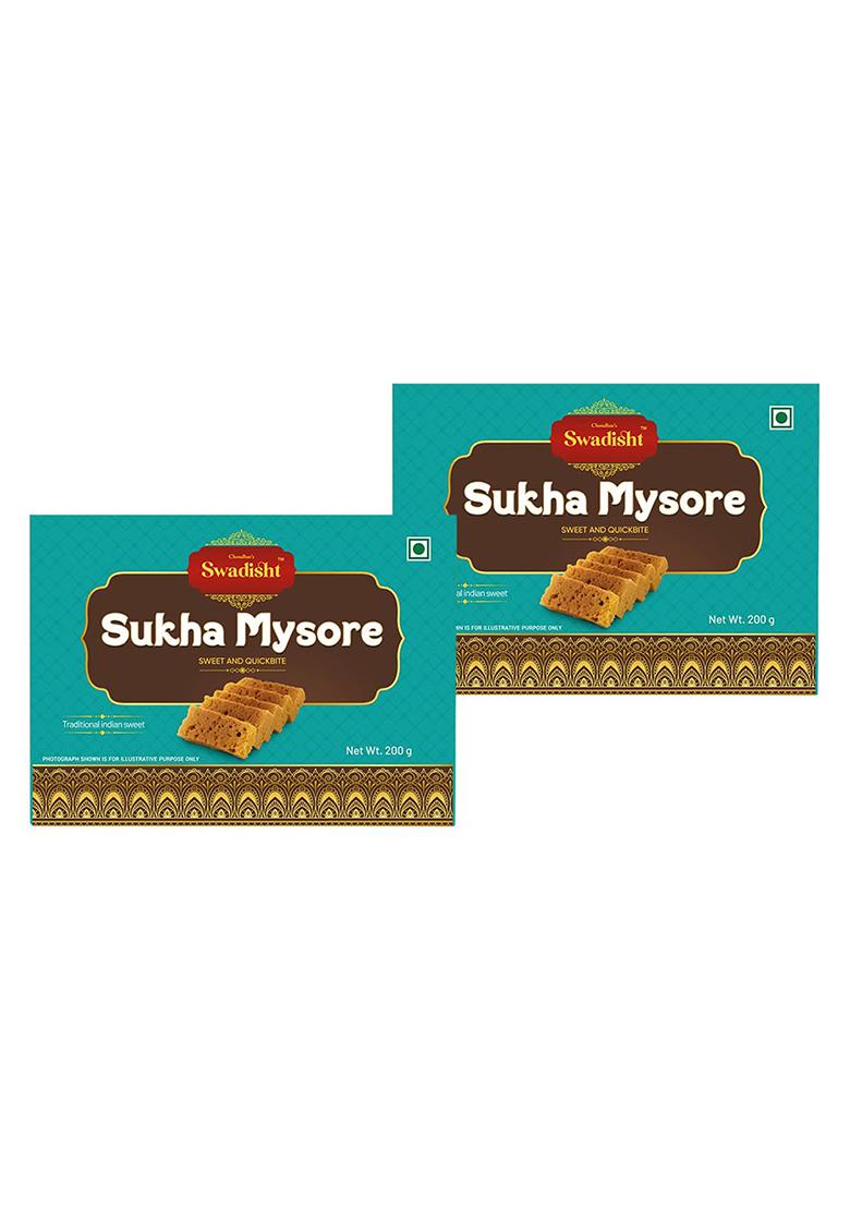 Choudhar'S Swadisht Sukha Mysore Sweets Box | Traditional Indian Mithai Mouth Watering Authentic Dessert For Family Freshly Packed Every Festivals (Pack Of 2-200 Grams, Mysore)