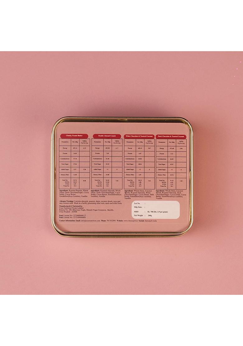 The Nutjob Foods Date Delights 'Congratulations' Premium Chocolate Assortment Gift Box, 16 Pieces, Double Almond, Dark Coconut, White Peanut Butter