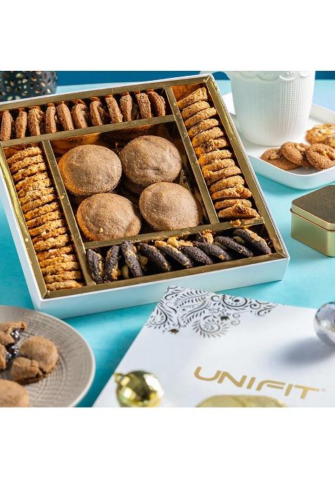 Unifit Nutri Cookies Luxe Box Assorted Premium Healthy | No Maida, Gluten-Free, Eggless High Protein & Fiber 650G