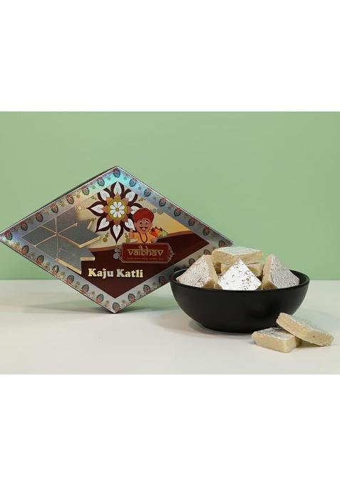 Vaibhav With Caricature Of Man Kaju Katli Sweet 250G | Cashew Barfi Indian Mithai Gift Box Vegetarian Pack 1