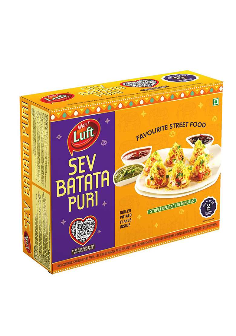 Wah Luft Sev Batata Puri Kit 320G - Combo Pack Of 2 (Ready To Eat, Instant, Namkeen, Snacks, Ready Masala Potato Flakes & Chutney Inside, Chaat Special) - Indya