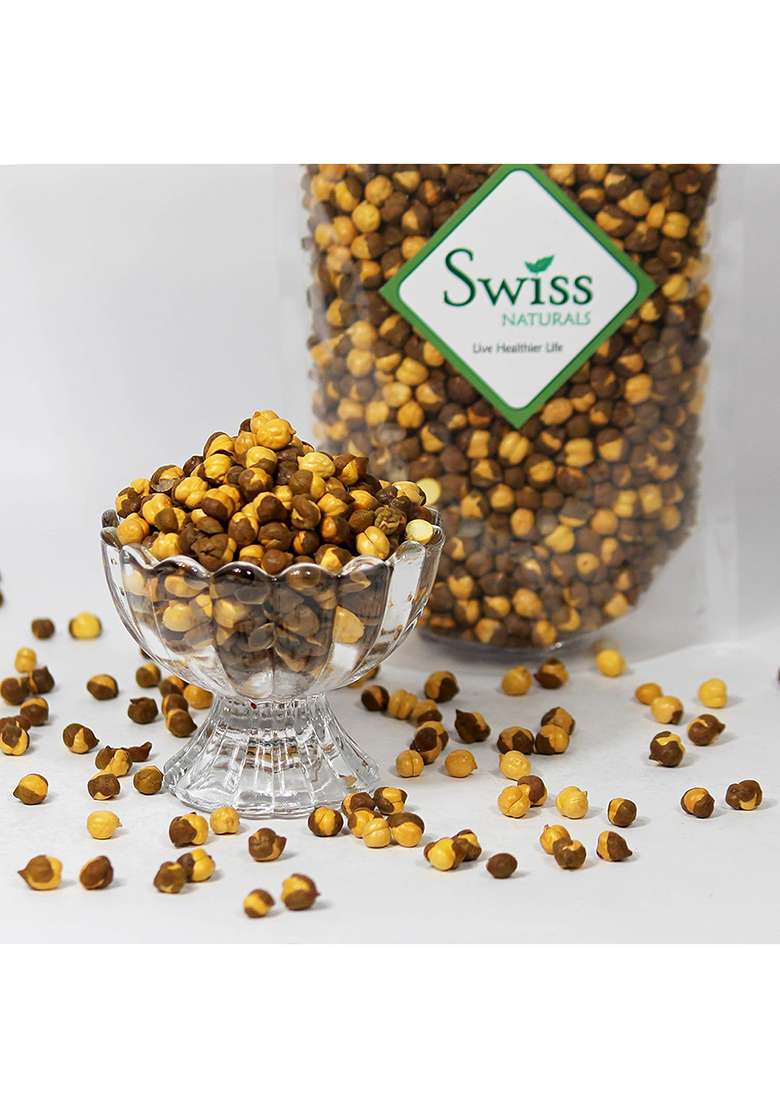 Swiss Naturals Whole Roasted Chana With Skin/Bengal Gram/Bhuna (Unsalted), 900G - Indya