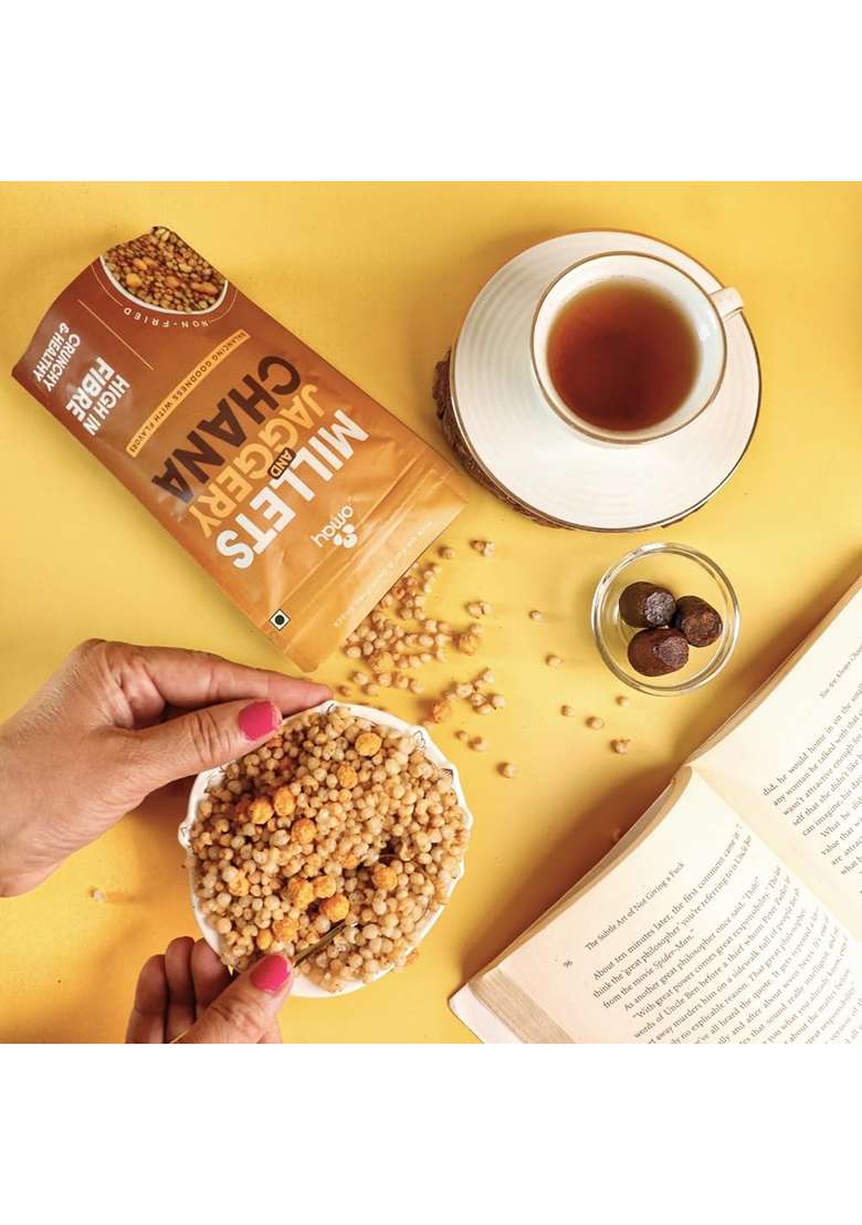 Omay Foods Millets & Jaggery Coated Chana, 30G Pouch (Pack Of 8) | Healthy, Roasted, Guilt-Free Snack 100% Oil-Free Trail Mix (Bajra), (Gur) No Added Sugar - Indya