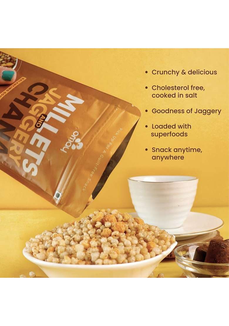 Omay Foods Millets & Jaggery Coated Chana, 30G Pouch (Pack Of 8) | Healthy, Roasted, Guilt-Free Snack 100% Oil-Free Trail Mix (Bajra), (Gur) No Added Sugar - Indya