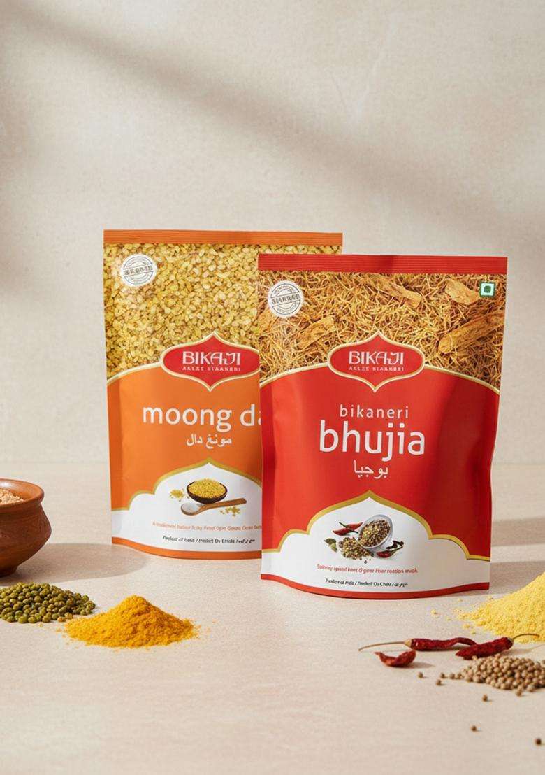 Bikaji Aslee Bikaneri Bhujia Snack And Moong Daal, 400 G Each -Combo Pack Of 2 - Indya
