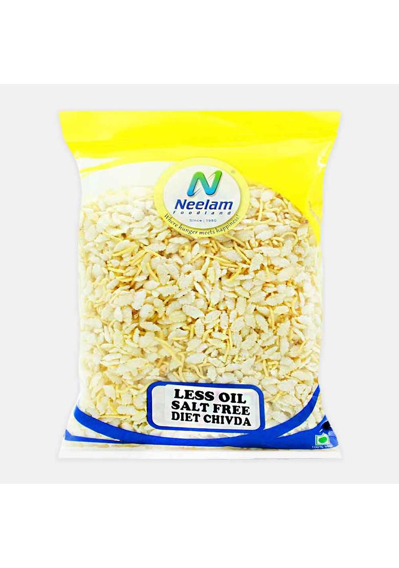 Neelam Foodland Less Oil Salt Free Diet Chivda, Rice Flakes Snack Mix With Gram Flour, 400G