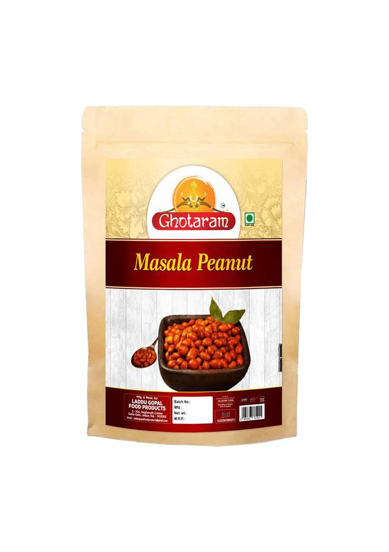 Ghotaram Coated Mirch Masala Fried Peanuts Crispy & Crunchy | Organics Peanut Rich In Protein Teatime Wholesome Snack Chatpata Assorted Peanuts-250 * 1Pack - Indya