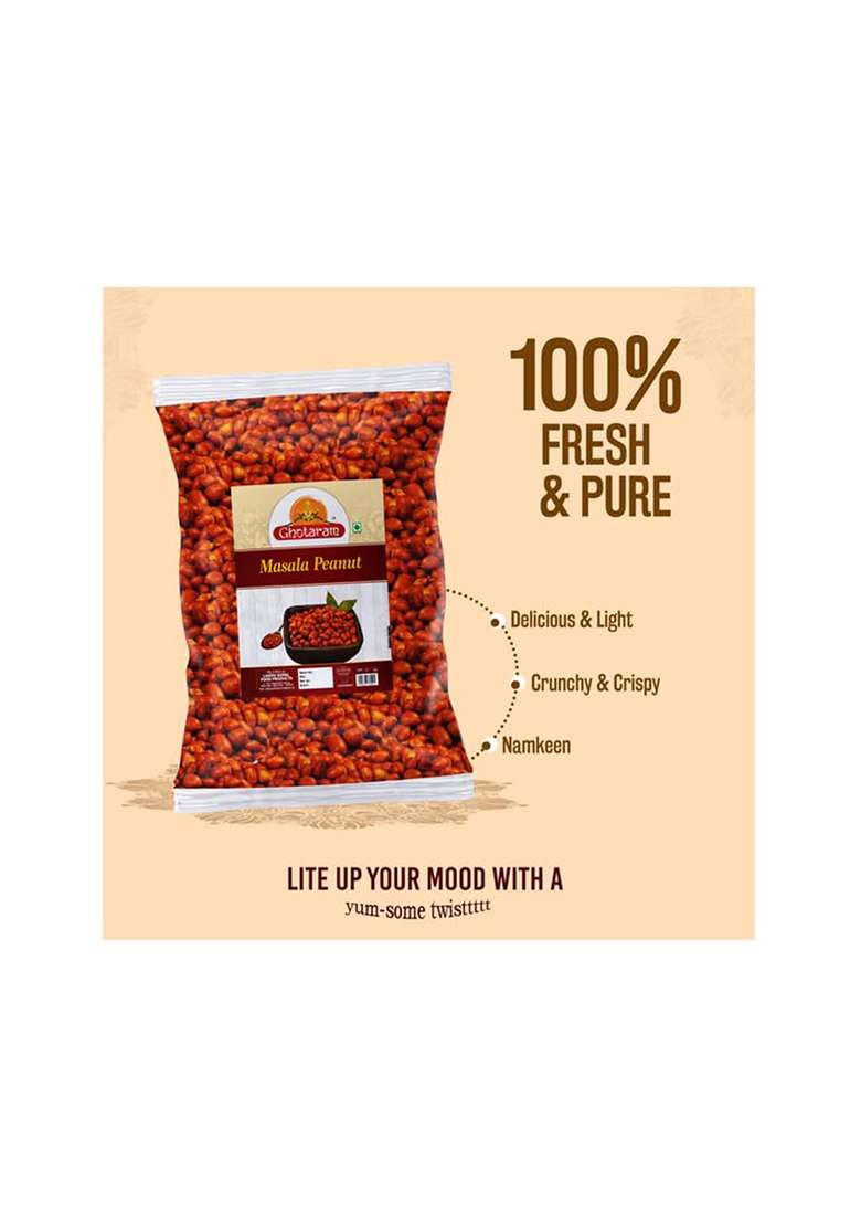 Ghotaram Coated Mirch Masala Fried Peanuts Crispy & Crunchy | Organics Peanut Rich In Protein Teatime Wholesome Snack Chatpata Assorted Peanuts-250 * 1Pack - Indya