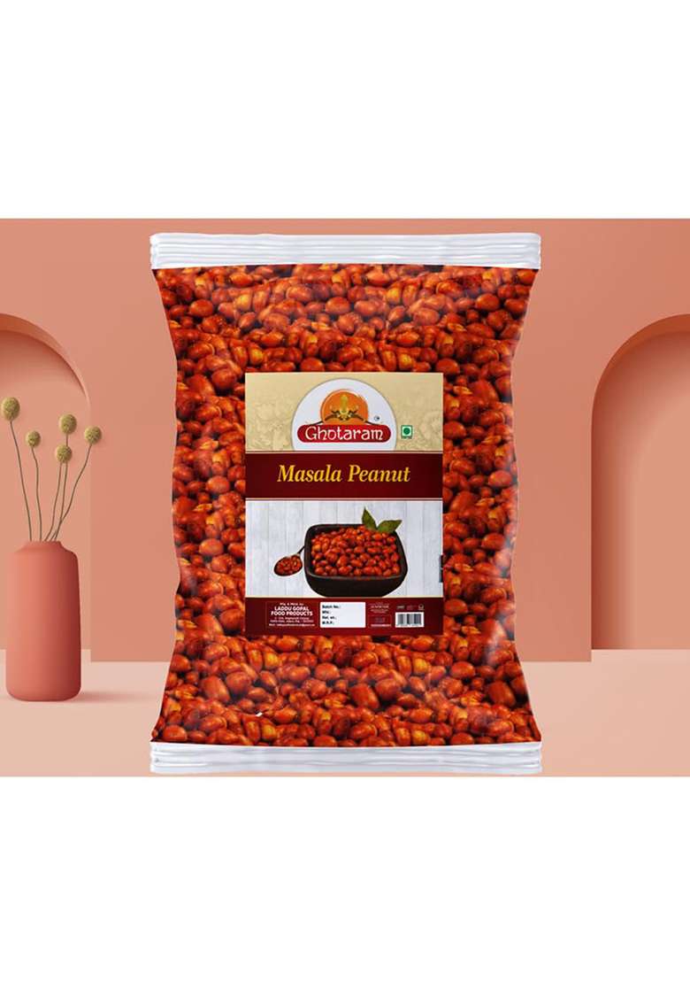 Ghotaram Coated Mirch Masala Fried Peanuts Crispy & Crunchy | Organics Peanut Rich In Protein Teatime Wholesome Snack Chatpata Assorted Peanuts-250 * 1Pack - Indya