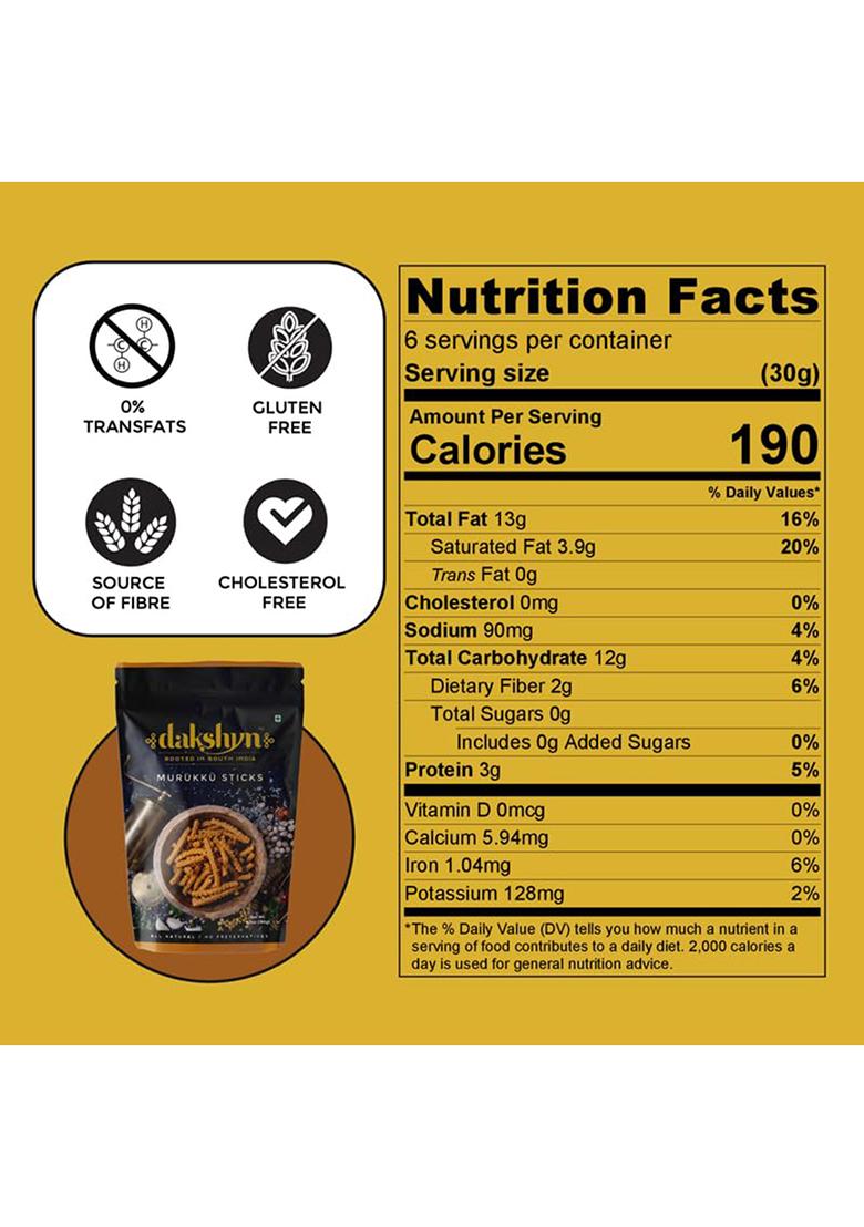 Dakshyn Chakli Murukku Sticks (225G X Pack Of 4) | Crunchy Snacks Namkeen South Indian Chakodi No Maida With Nutty Sesame Seeds