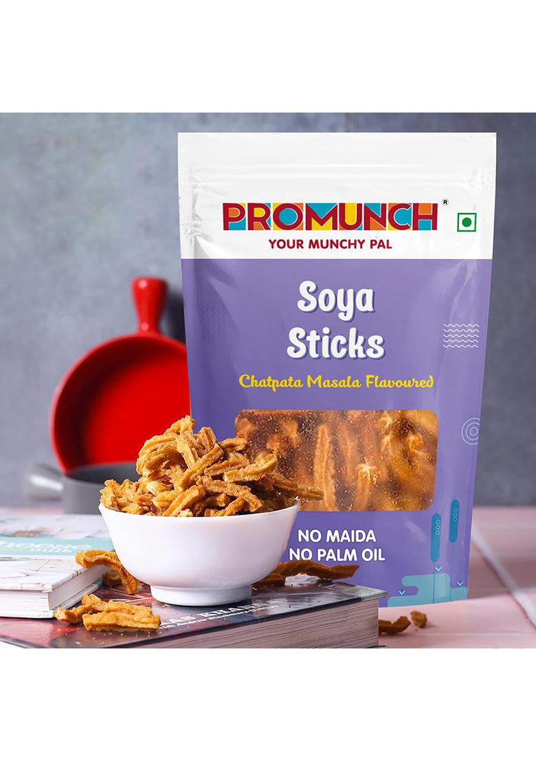 Promunch Soya Sticks (Chatpata Masala, Cream Onion) | Chips (Peri Peri) Crispy Snacks Namkeen Savoury No Palm Oil And Maida