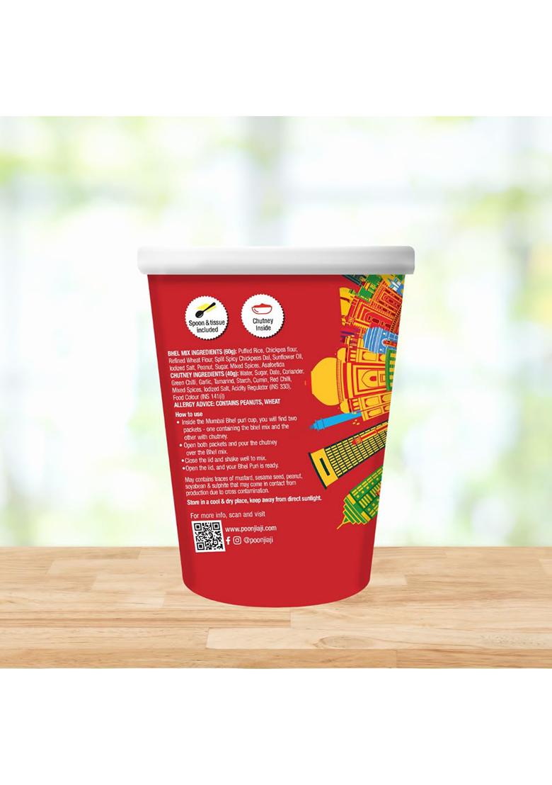 Poonjiaji'S Poonjiaji S Ready-To-Eat Mumbai Bhel 3X100G | Instant Indian Street Food Snack Tangy & Spicy Puri With Chutney Crunchy Travel-Friendly Cup No Cooking Required Chatpata Evening