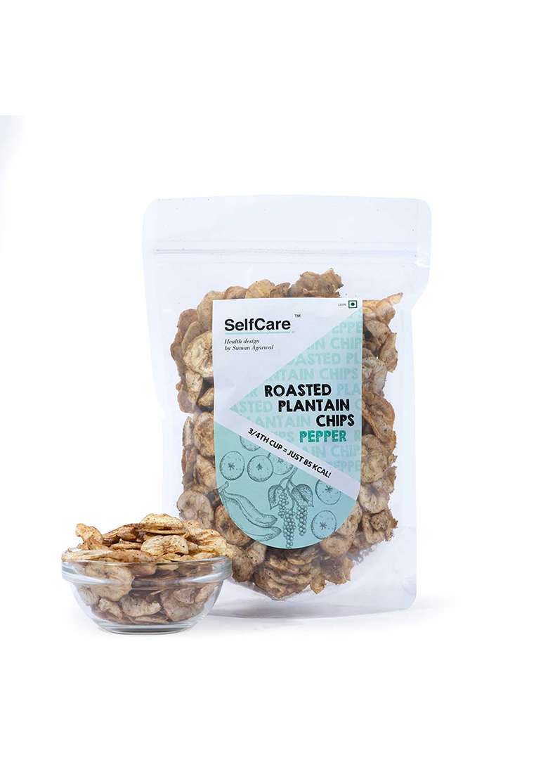Selfcare By Suman Agarwal Roasted Plantain Chips - Pepper Pack Of 1 125G | Healthy Gluten Free Savoury Snack Namkeen Grocery Mid Day Workout Tea Time Snacking Jain & Travel Friendly - Indya
