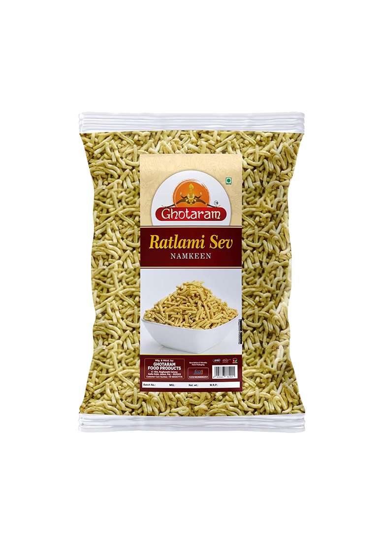Ghotaram Gfp Namkeen Ratlami Sev||Ratlami Bhujiya||Traditional Spicy Indore Malwa Namkeen||Famous Snacks Of India||All Time Perfect Party Snack||Made With 100% Groundnut Oil Sev-1Kg*1Pack - Indya