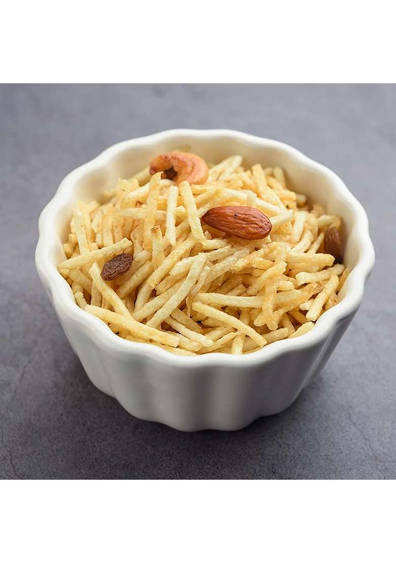 Ghotaram Navratri Healthy Tasty Snack Vrat Upwas Fast Namkeen Falahari Mixture/Falahari Aloo Lachha/Falahari Aaloo Lachha Mungfali Mix Meetha Chivda/Falahari Potato Namkeen-350G*1Pack - Indya