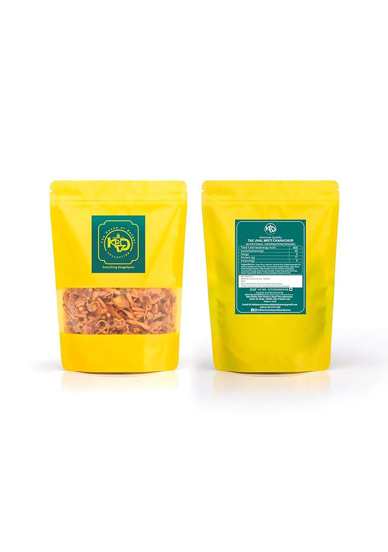 Kvd Collection Bangla Tok Jhal Misti Chanachur - 400G |Tak Mishti | Kolkata Crispy, Crunchy,Sweet & Sour Homemade Handmade Namkeen| Snack Food (200G Pack Of 2) - Indya