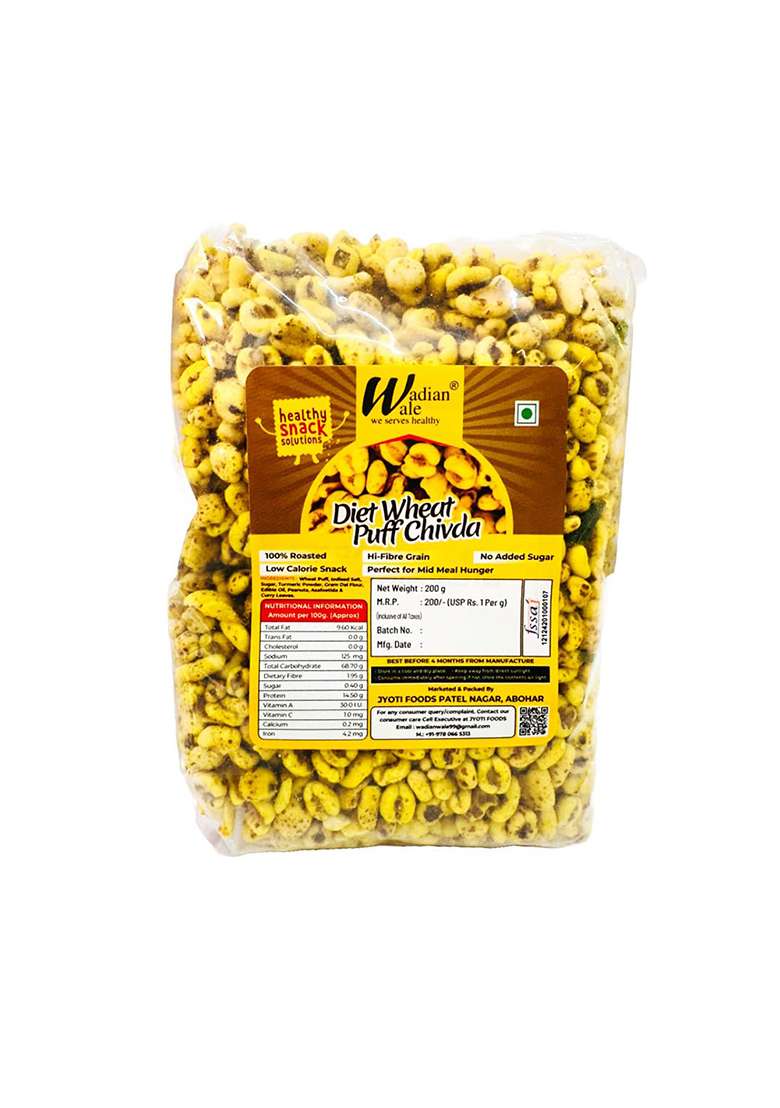Wadian Wale Wadianwale Diet Wheat Puff Chivda, 200G, Low Calorie Snack, No Added Sugar, Hi-Fibre Grain - Indya
